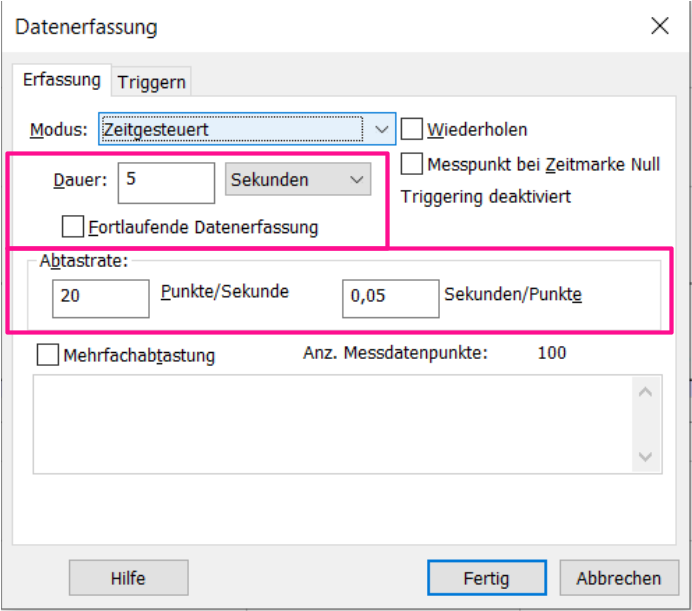 Fenster Datenerfassung