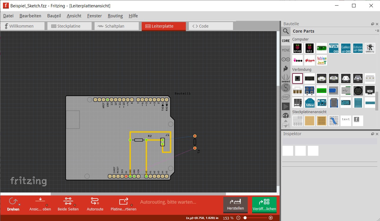 fritzing Bild eines einfachen Arduino Shields