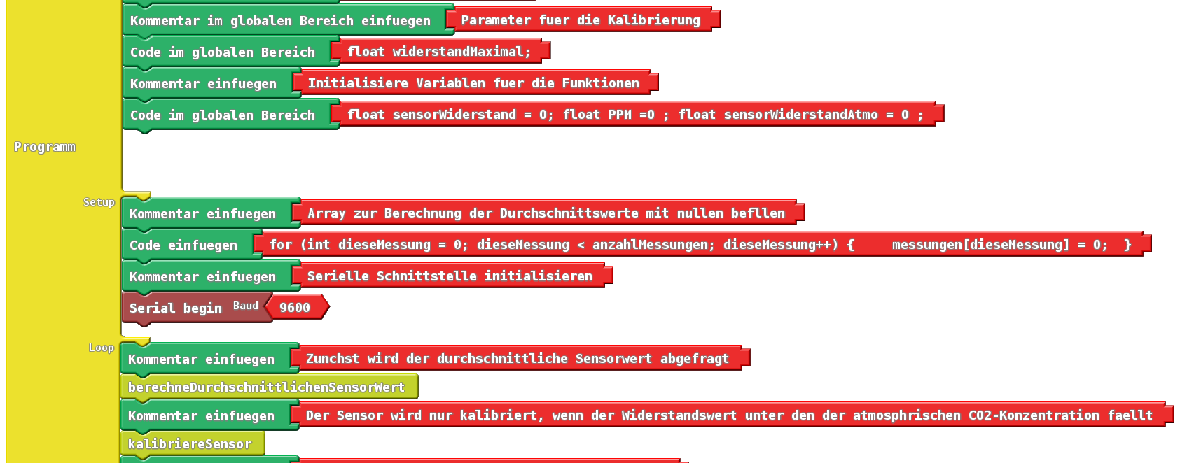 Ardublock Darstellung des Programmteils