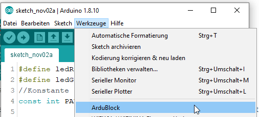 Ardublock aus der IDE starten