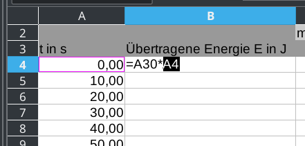 Calc mit einer simplen Berechnung in einer Zelle