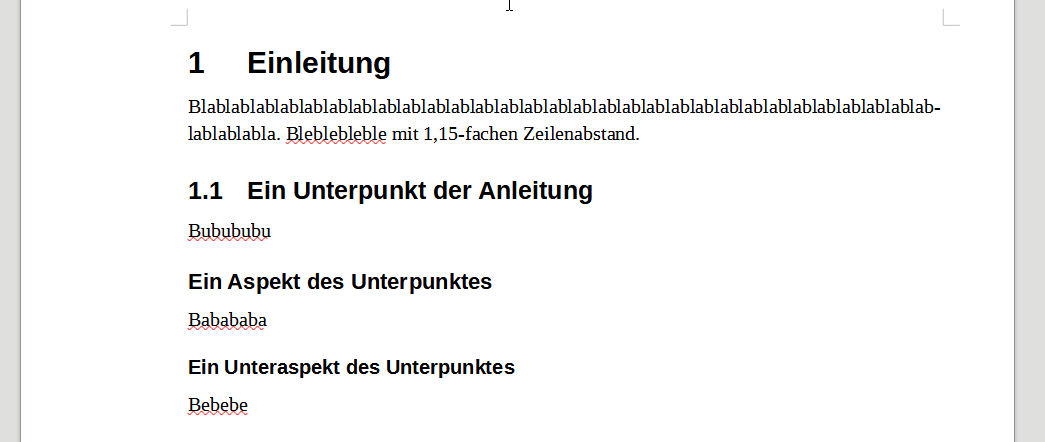 Kapitelnummerierung im Text