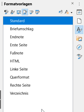 Seitenleiste mit Seitenvorlagen