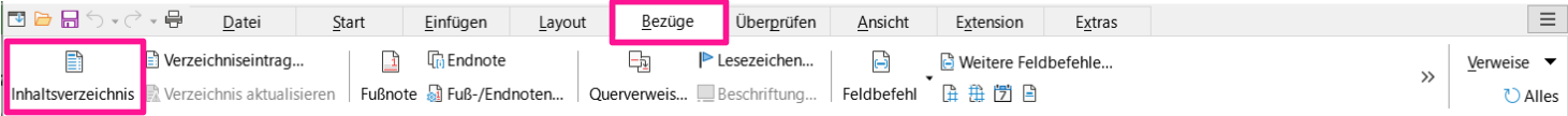 Inhaltsverzeichnis Button