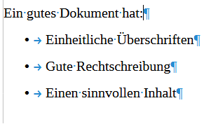 Writer Beispiel einer Aufzählung