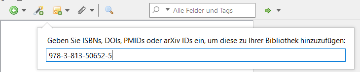 Zotero Zauberstab ISBN hinzufügen