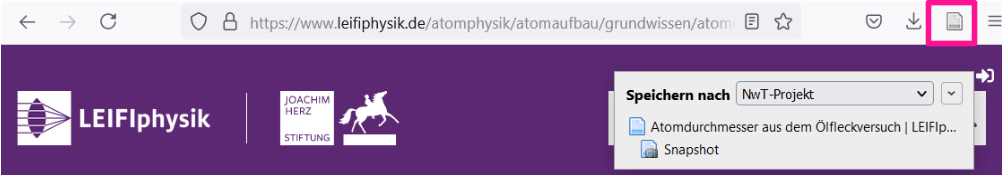 Leifi Physik mit Zotero-Connect abspeichern
